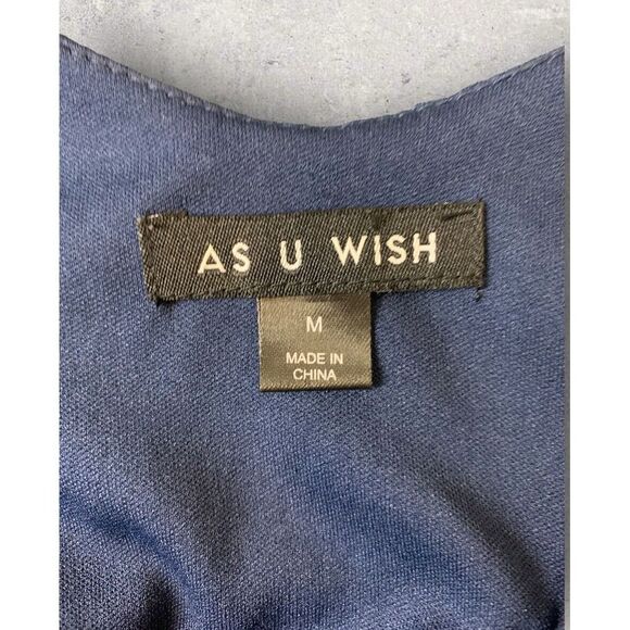 As You Wish Jumpsuit Womens Medium Blue Green Wide Leg Eyelet Top Sleeveless‎ - Picture 4 of 8